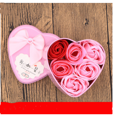 Soap Flower Gift Box Valentine's Day Gift Mother's Day Creative Gifts Bear Flower Rose Heart Shaped Tin Box