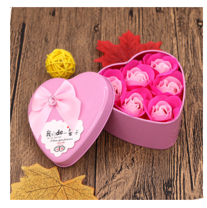 Soap Flower Gift Box Valentine's Day Gift Mother's Day Creative Gifts Bear Flower Rose Heart Shaped Tin Box