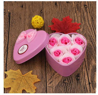 Soap Flower Gift Box Valentine's Day Gift Mother's Day Creative Gifts Bear Flower Rose Heart Shaped Tin Box