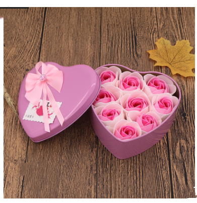 Soap Flower Gift Box Valentine's Day Gift Mother's Day Creative Gifts Bear Flower Rose Heart Shaped Tin Box