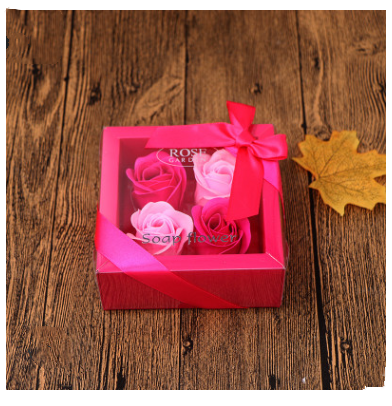 Soap Flower Gift Box Valentine's Day Gift Mother's Day Creative Gifts Bear Flower Rose Heart Shaped Tin Box