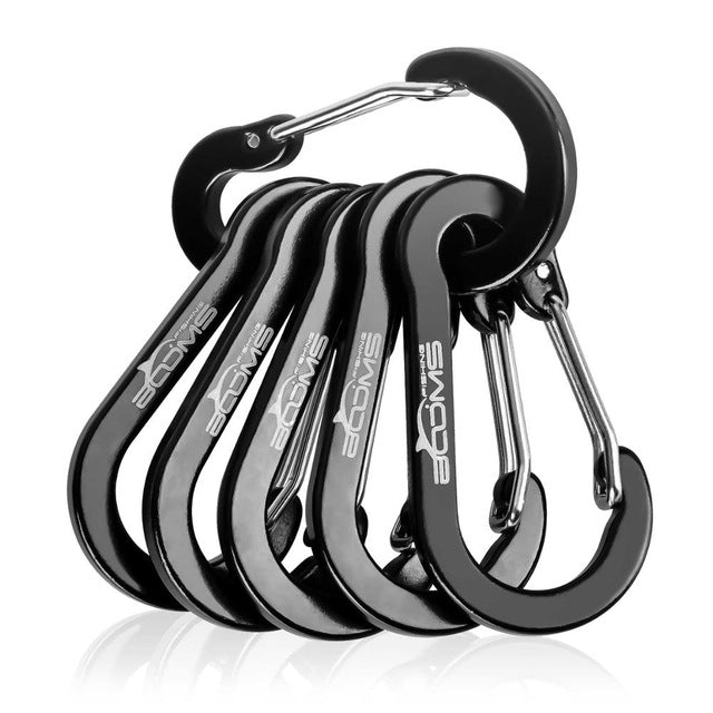 Booms Fishing CC1 Steel Small Carabiner Clips Outdoor Camping  Multi Tool  Fishing Acessories 6pcs