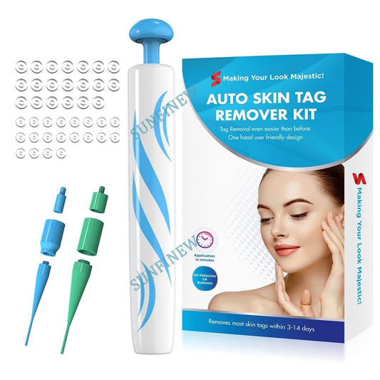 NEW Auto 2 in1 Skin Tag Removal Kit Home Use Mole Wart Remover Painless Microband Skin Tag Treatment Skin Care Tool Skin Label