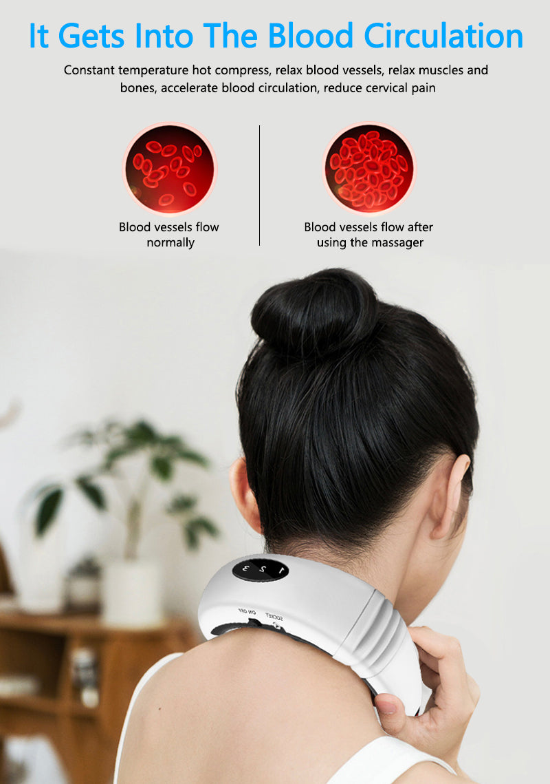 Electric Neck Massager &amp; Pulse Back 6 Modes Power Control Far Infrared Heating Pain Relief Tool Health Care Relaxation Machine